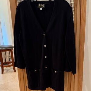Bob Mackie Black Cardigan with Button Accents